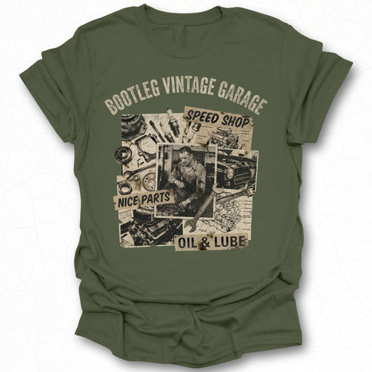 Bootleg Vintage Garage Speed Shop Graphic T-Shirt