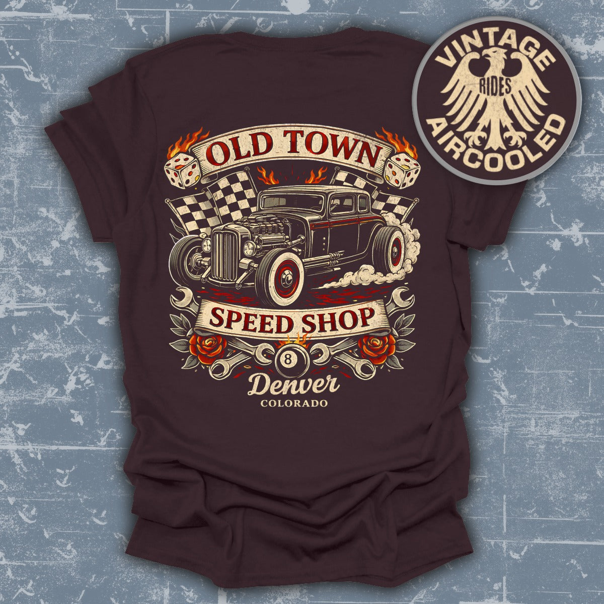 Old Town Speed Shop Denver Classic Car Graphic Tee