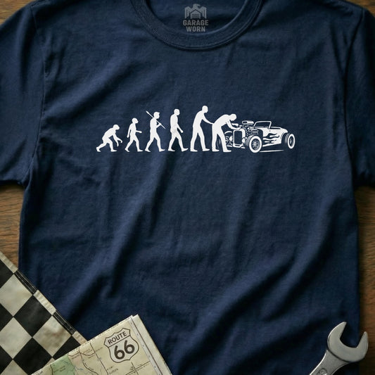 Evolution of Man to Car Graphic Tee Shirt Product
