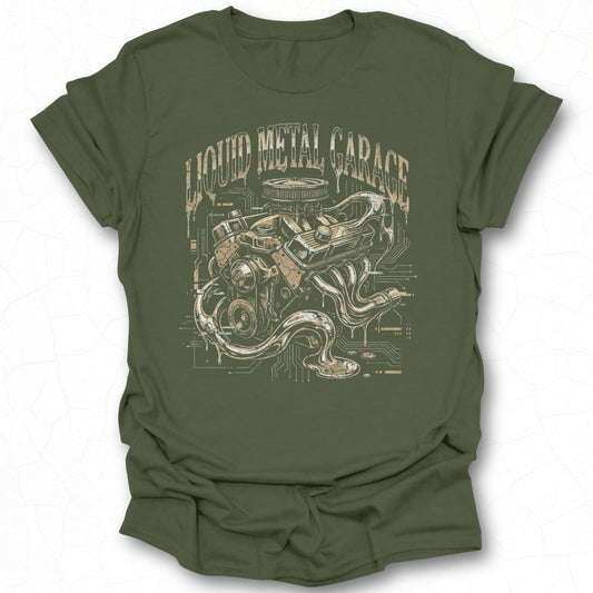 Liquid Metal Garage Engine Graphic T-shirt