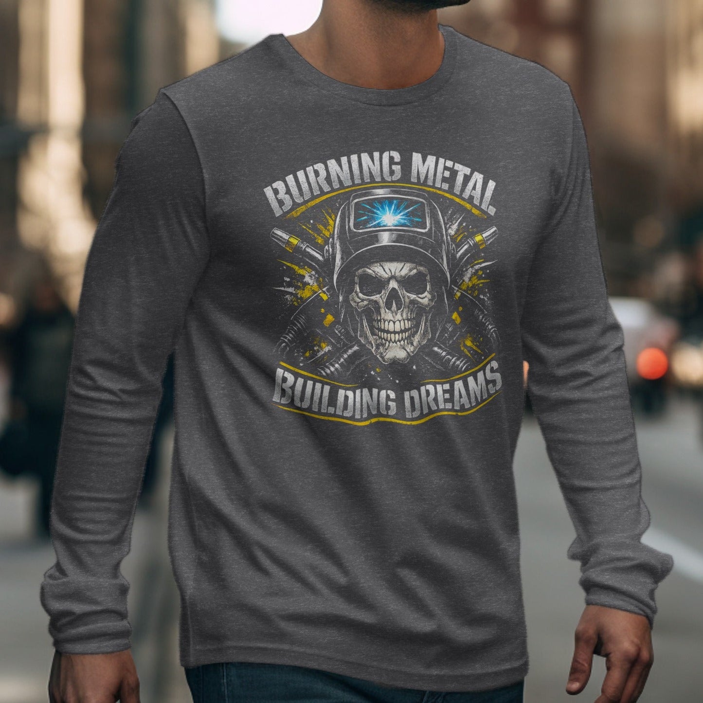 Burning Metal Building Dreams Graphic Long-Sleeve Shirt