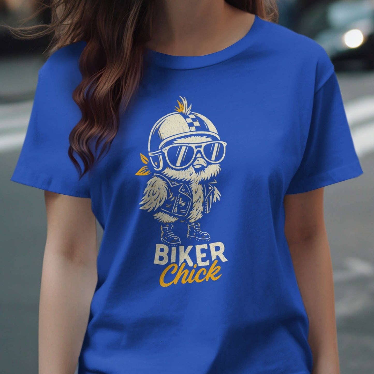 Biker Chick Adorable Chicken Biker Graphic T-shirt Product