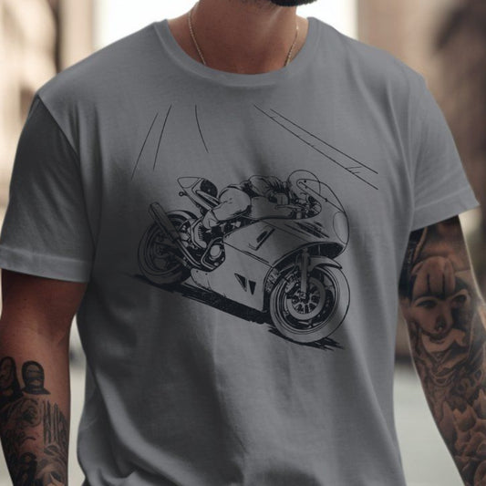 Cool Motorbike Graphic on Grey Casual T-shirt product