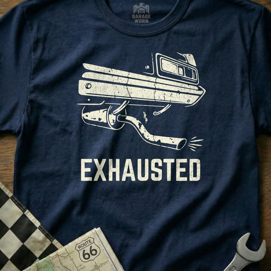 Exhausted Graphic Car Exhaust Design Shirt