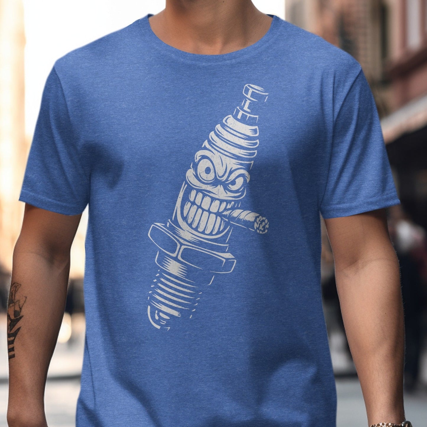 Clever Cartoon Spark Plug Tee Shirt Graphic Design product