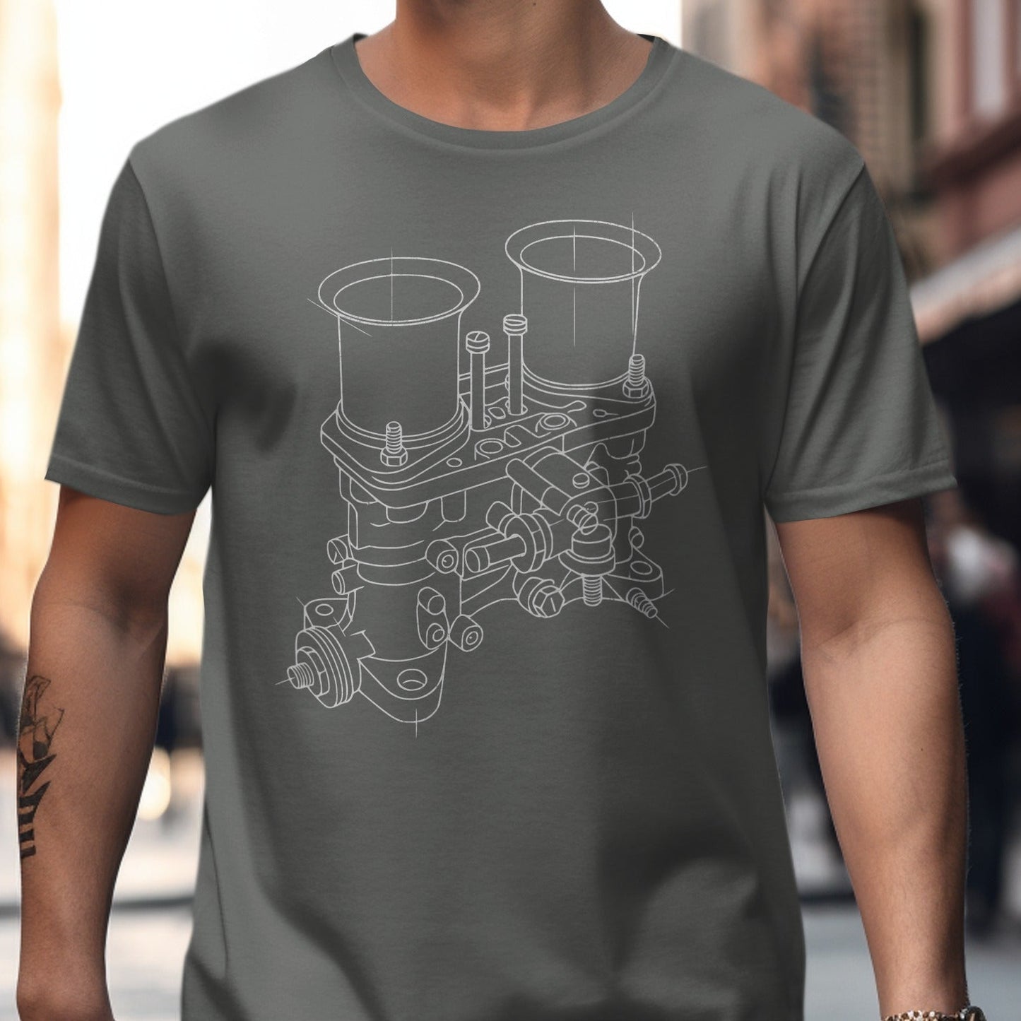 Vintage Engine Blueprint Graphic Tee shirt product type
