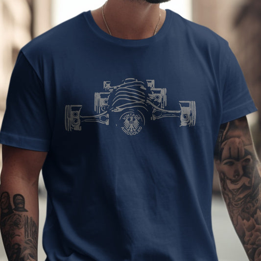 Blue T-Shirt with Mechanical Design Print product