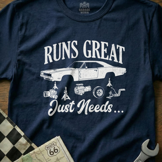 Runs Great Just Needs Car Parts Funny Graphic Tee