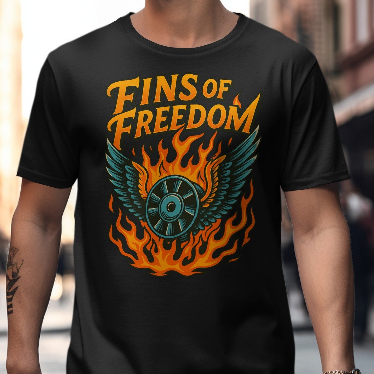 Fins of Freedom Bold Graphic Teal Wing T-shirt product