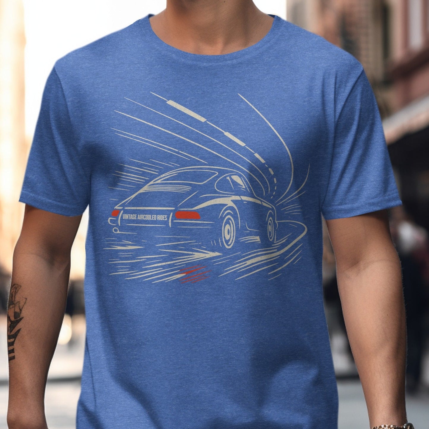 Blue Shirt with Sport Car Graphic Design product type