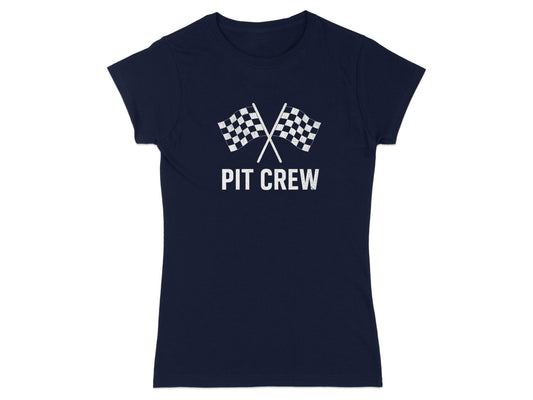 Pit Crew Checkered Flag Graphic T-Shirt for Racers