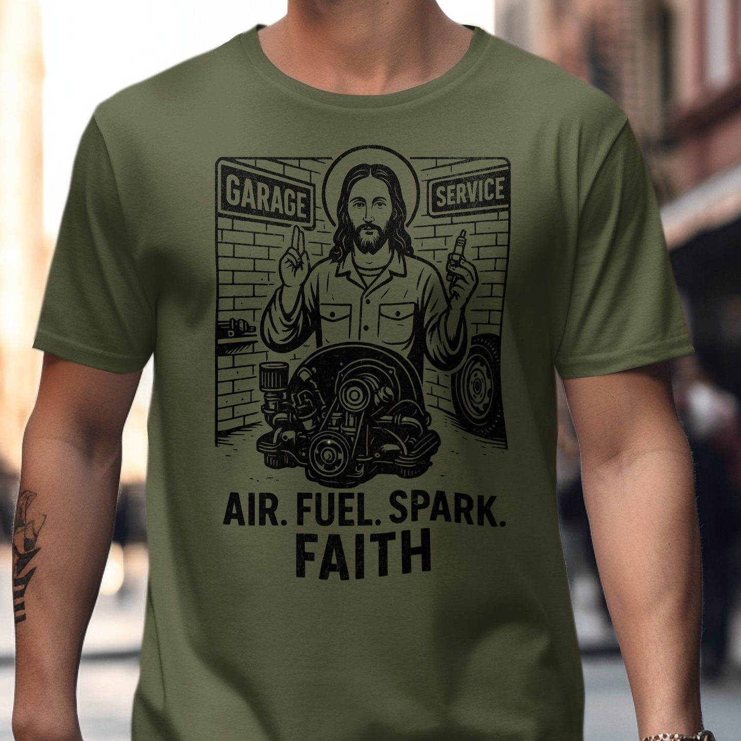 Air Fuel Spark Faith Garage Service Product Shirt