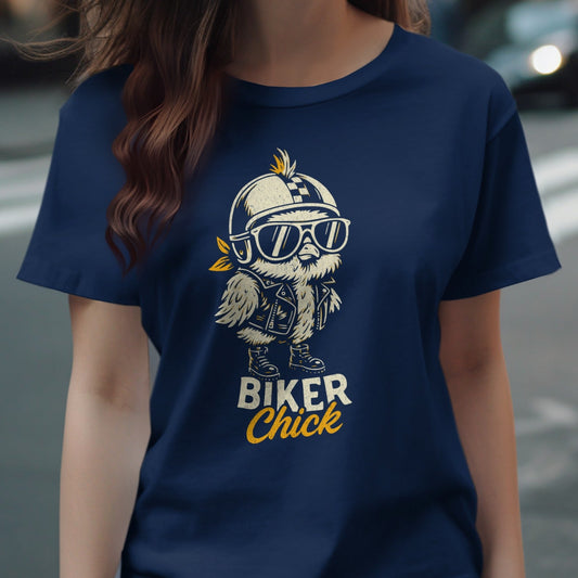 Biker Chick Tee with Cartoon Graphic product