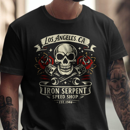 Los Angeles CA Iron Serpent Speed Shop T-shirt