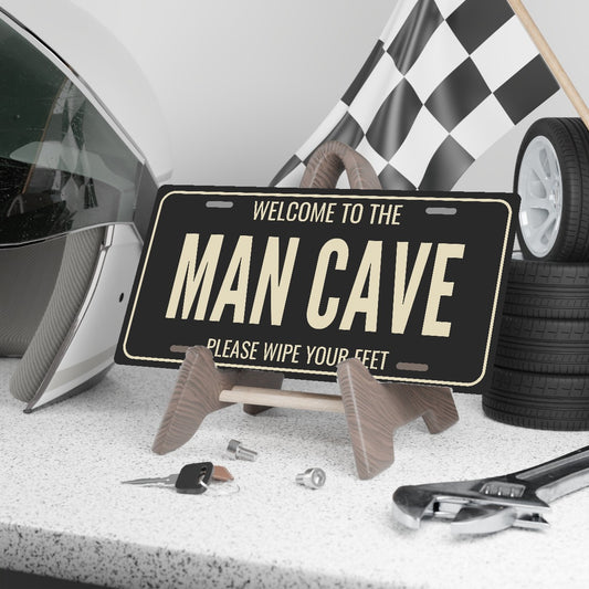 Welcome To The Man Cave Man Cave License Plate Sign - 12 x 6 in aluminum license plate
