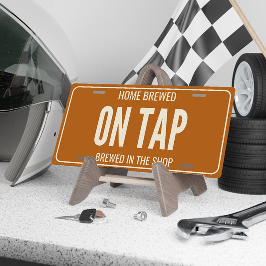 Home Brewed On Tap Man Cave License Plate Sign - 12 x 6 in aluminum license plate