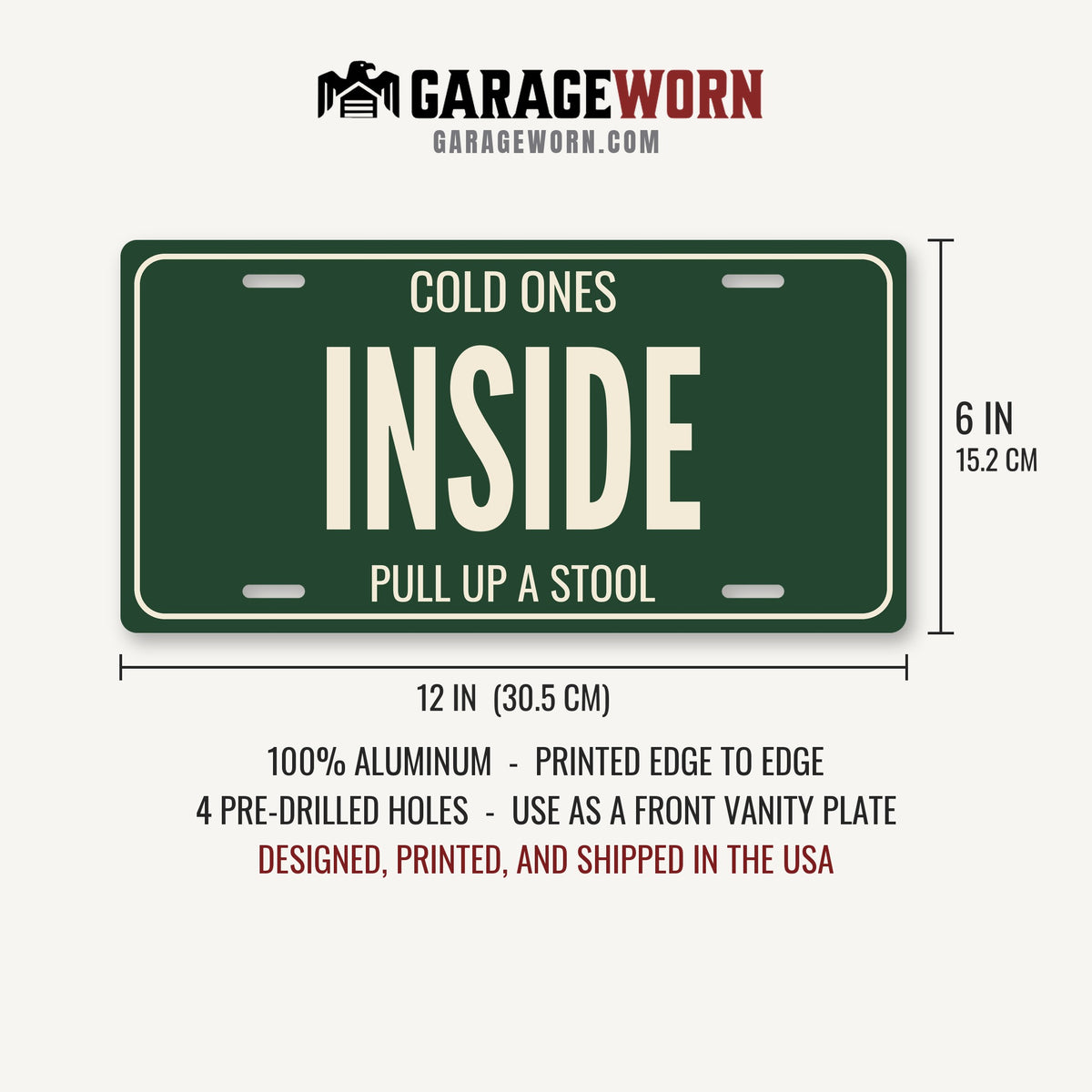 Cold Ones Inside Man Cave License Plate Sign - 12 x 6 in aluminum license plate