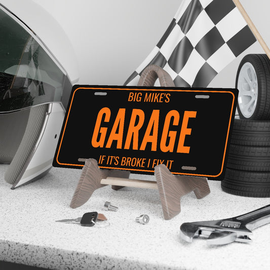 Big Mike's Garage Personalized License Plate - 12 x 6 in aluminum license plate