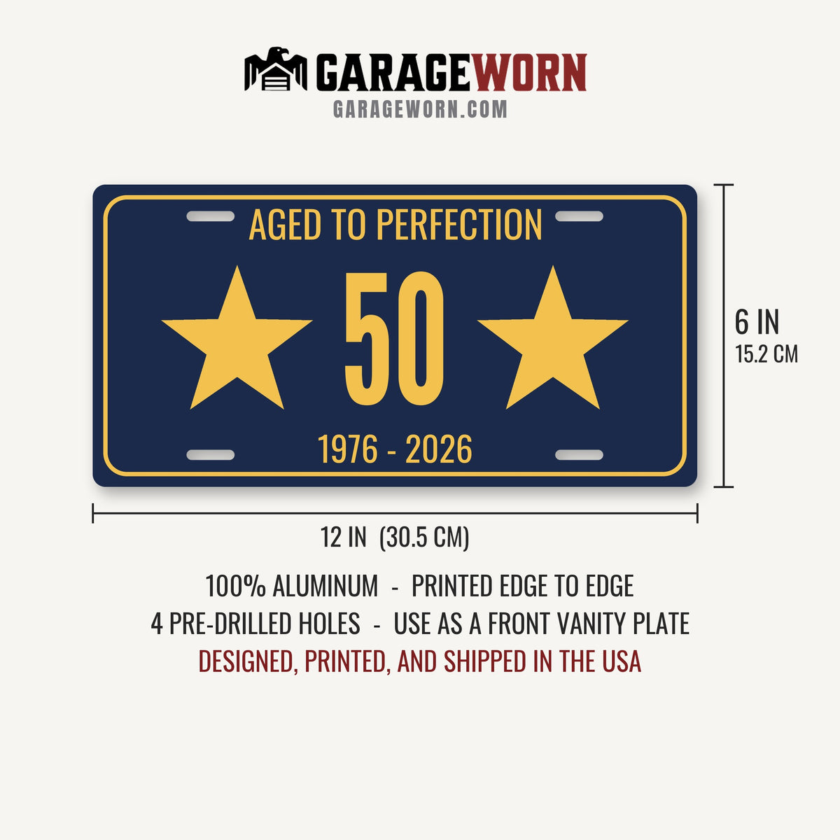 Aged To Perfection 50 Birthday License Plate - 12 x 6 in aluminum license plate