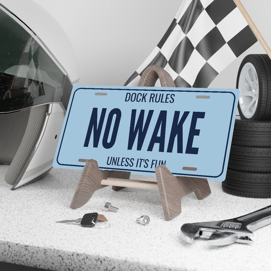 Dock Rules No Wake Lake House License Plate Sign - 12 x 6 in aluminum license plate