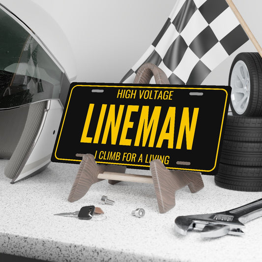 High Voltage Lineman License Plate Sign - 12 x 6 in aluminum license plate