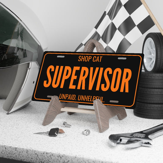 Shop Cat Supervisor Cat License Plate - 12 x 6 in aluminum license plate