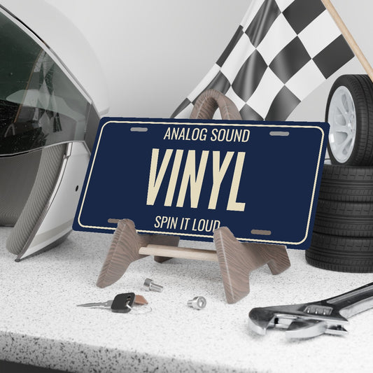 Analog Sound Vinyl Vinyl Record License Plate Sign - 12 x 6 in aluminum license plate