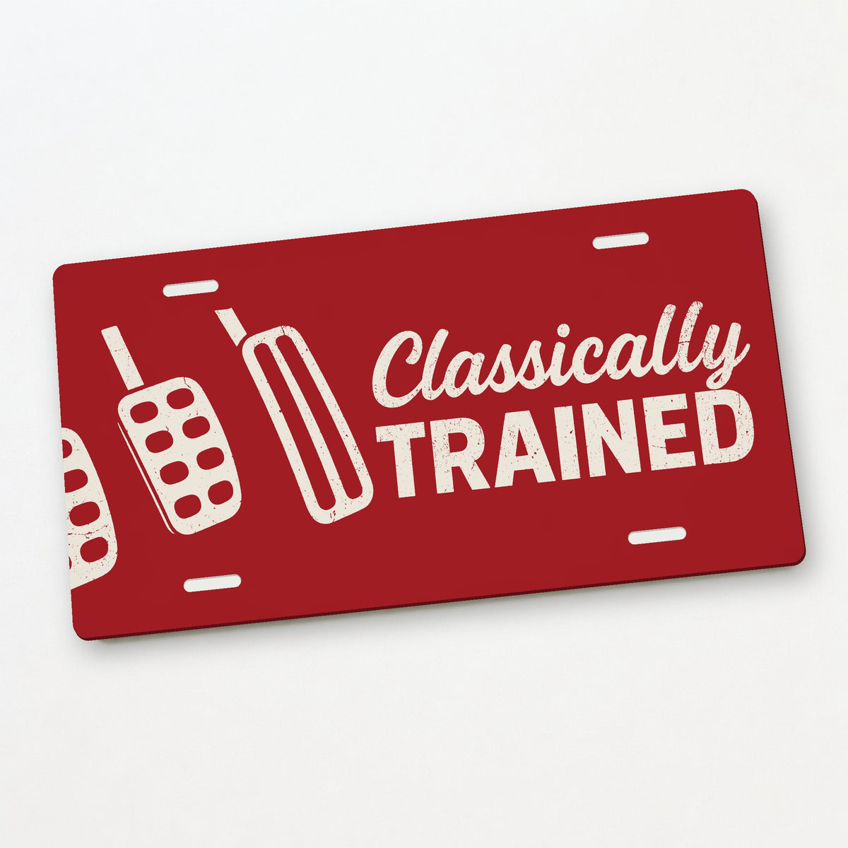 Classically Trained Three Pedals Stick Shift License Plate Sign - 12 x 6 in aluminum license plate
