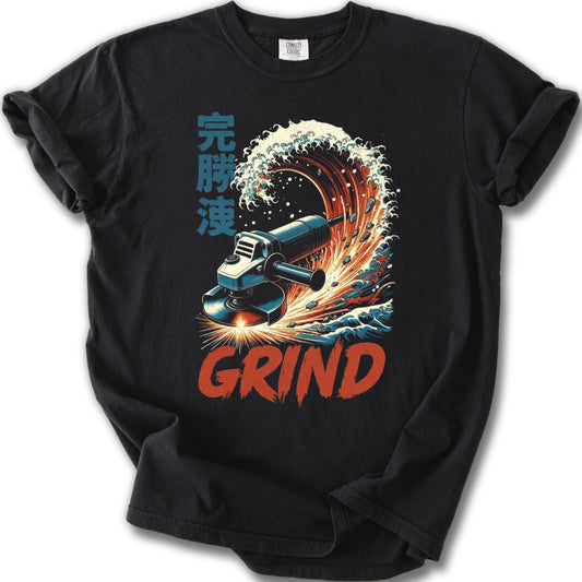 GRIND Graphic Print T-Shirt with Japanese Text Design