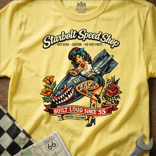 Starbolt Speed Shop Vintage Style Graphic T-Shirt