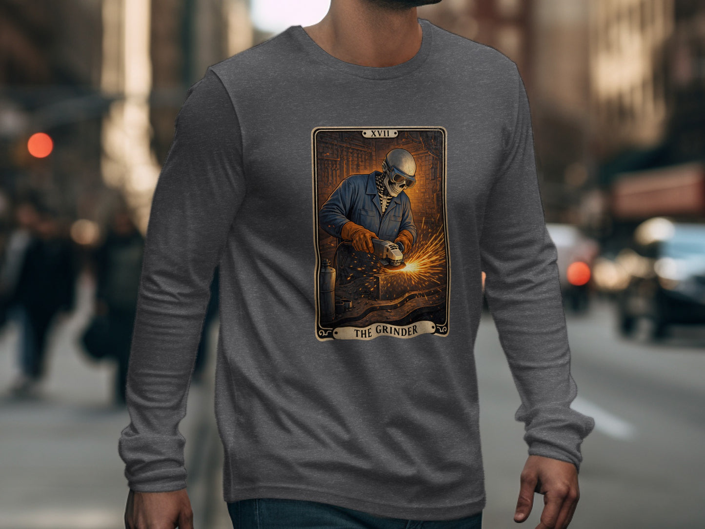 The Grinder Vintage Style Skeleton Long Sleeve Shirt