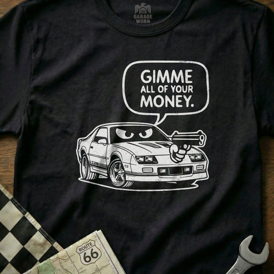 Z28 Car Gun Message Gimme All Of Your Money product type
Z28
Camaro
IROC Z
Muscle Car
Classic Car
American Car
Car Lover
Automotive
Car Guy
Funny Car
Car Cartoon
Car Graphic
Hot Rod
Vintage Automotive
Route 66
Money Theme
Gun Humor
Cartoon Car
Retro Car
Car Culture