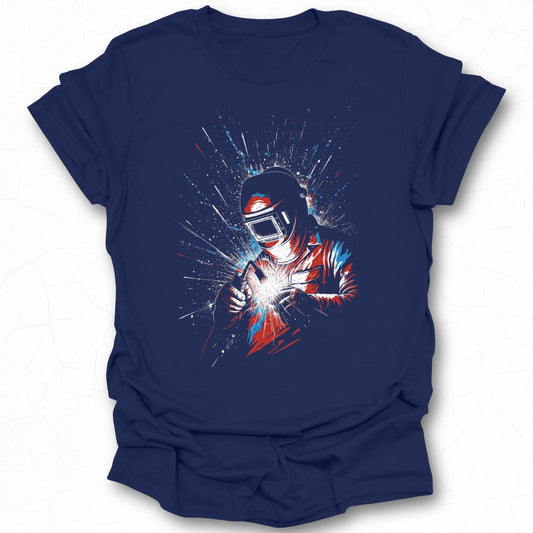 Welder with Sparks Exploding Graphic T-Shirt