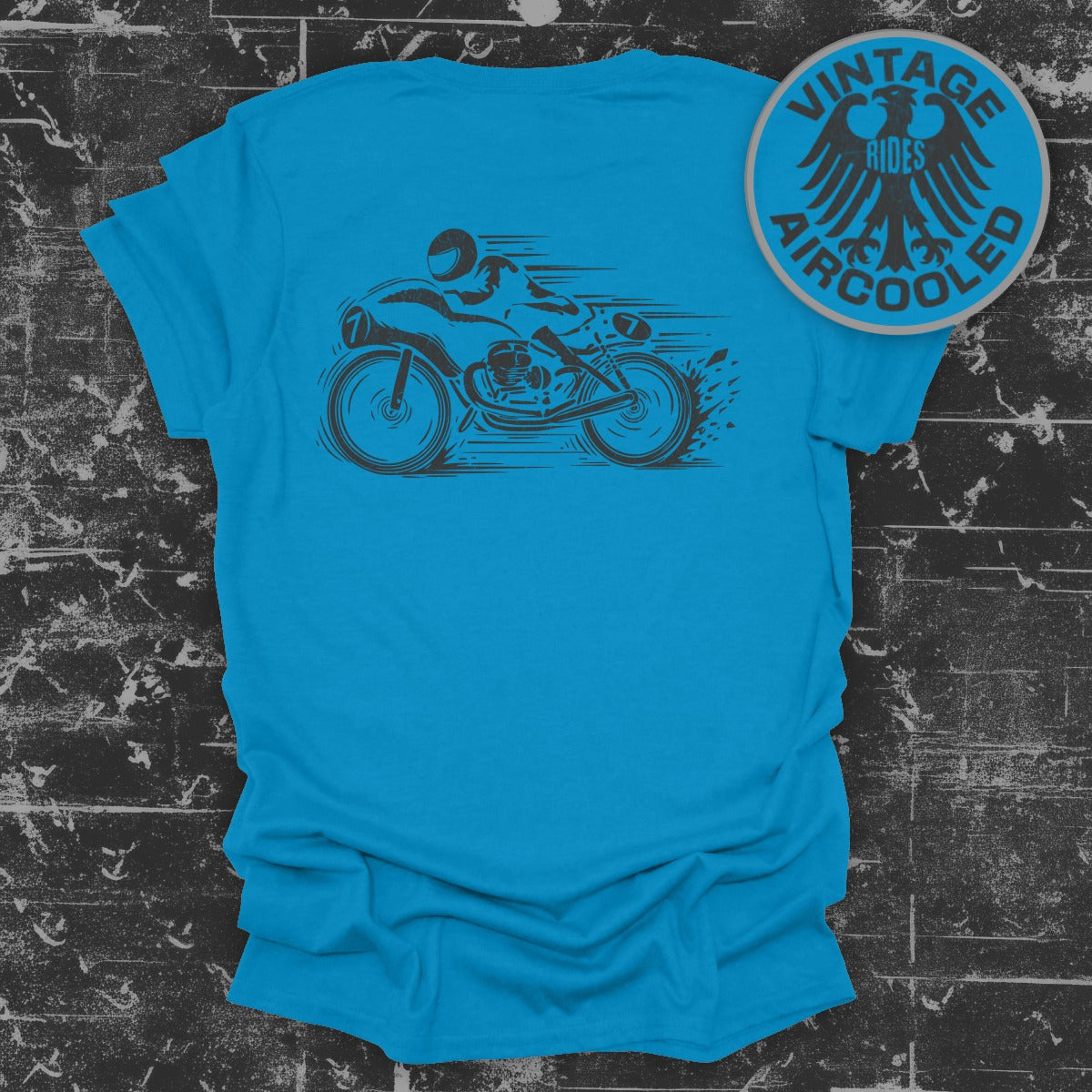 Blue Vintage Rides Aircooled Motorcycle Shirt product