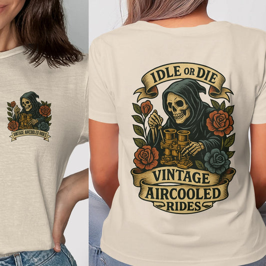 Idle or Die Vintage Aircooled Rides Graphic Tee product