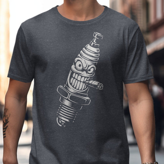 Smiling Spark Plug with Cigar Graphic T-Shirt product