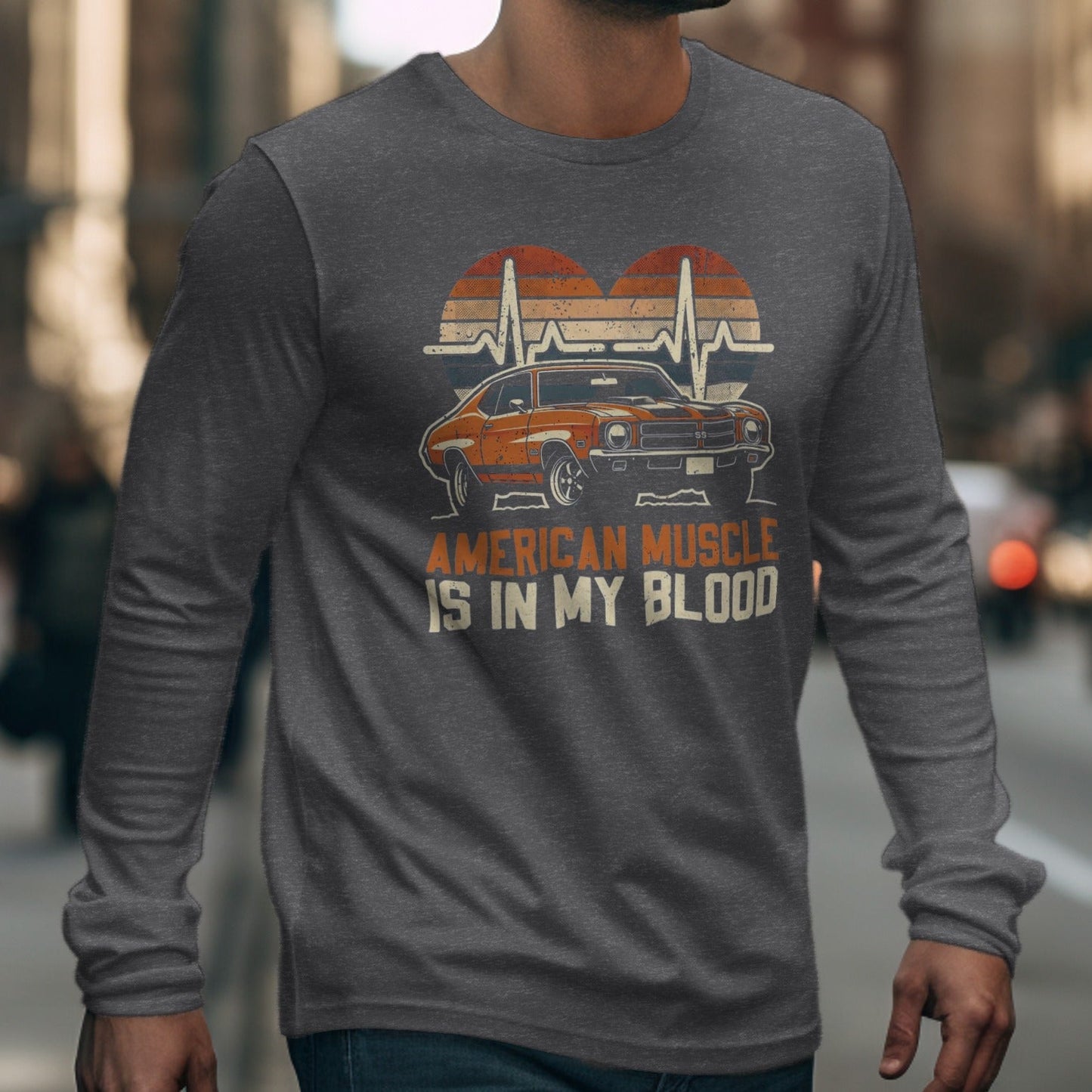 American Muscle Is In My Blood Long Sleeve Shirt