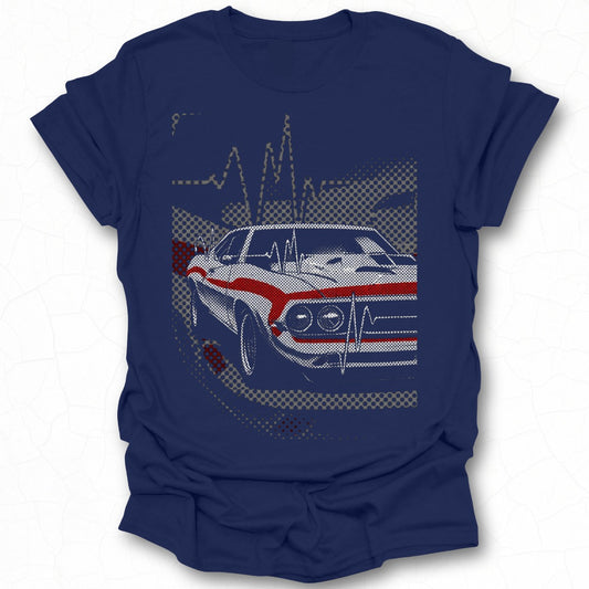 Classic Muscle Car EKG Design Graphic T-Shirt