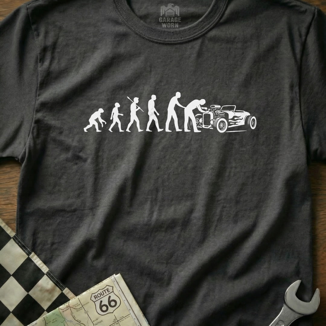 Evolution of Man to Car Graphic T-Shirt Product