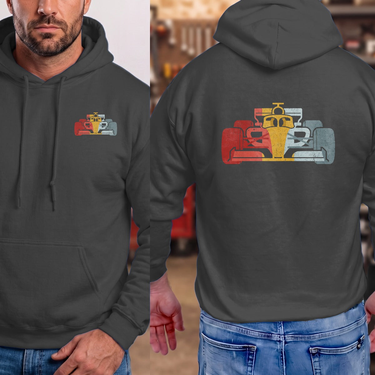 Dark Heather | Left Chest + Back