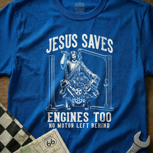 JESUS SAVES ENGINES TOO NO MOTOR LEFT BEHIND product type