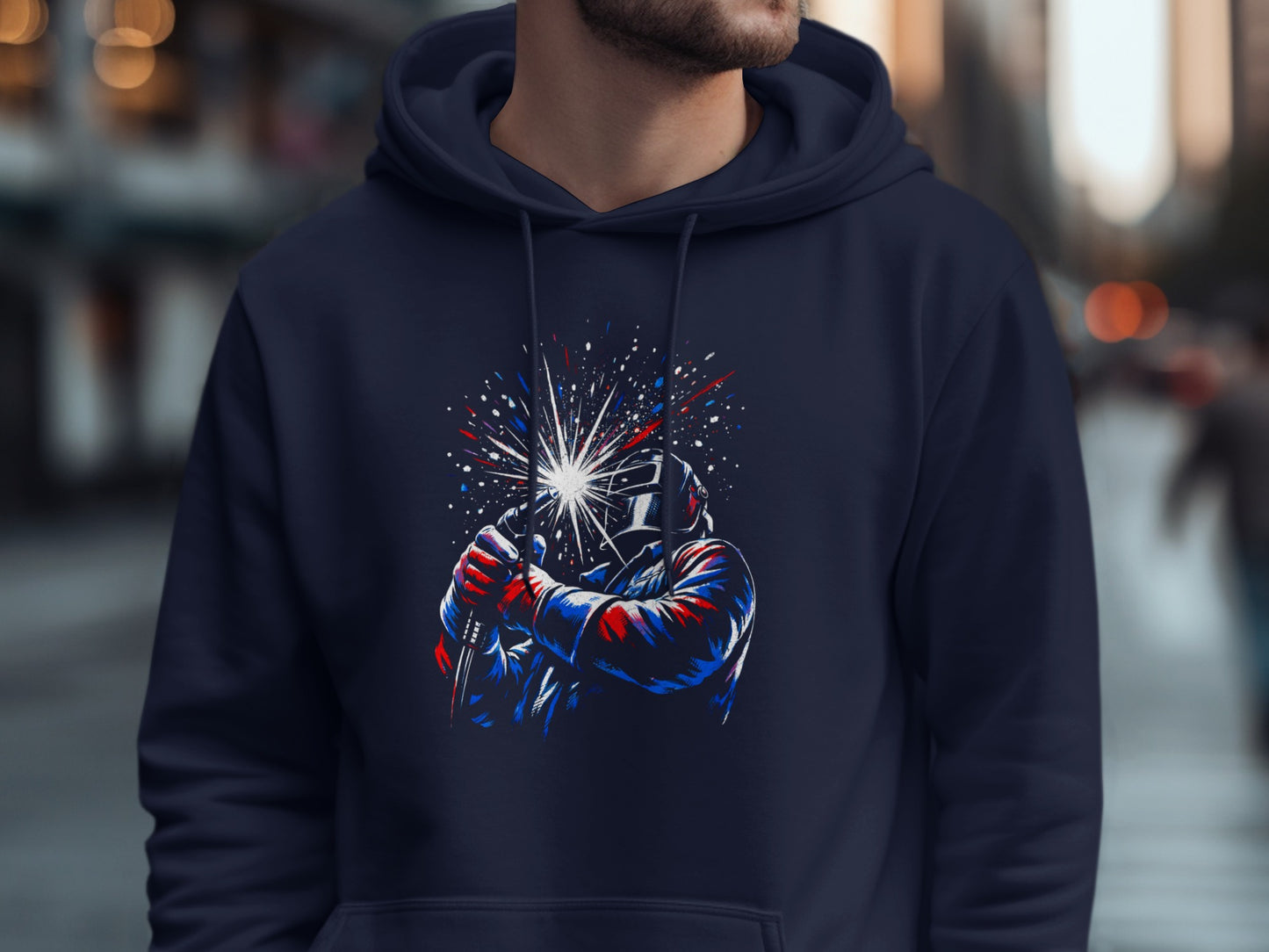 Welding Art Print Hoodie with Spark Design Hoodie