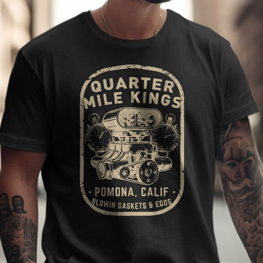 Vintage Engine Graphics Black Quarter Mile Kings Shirt