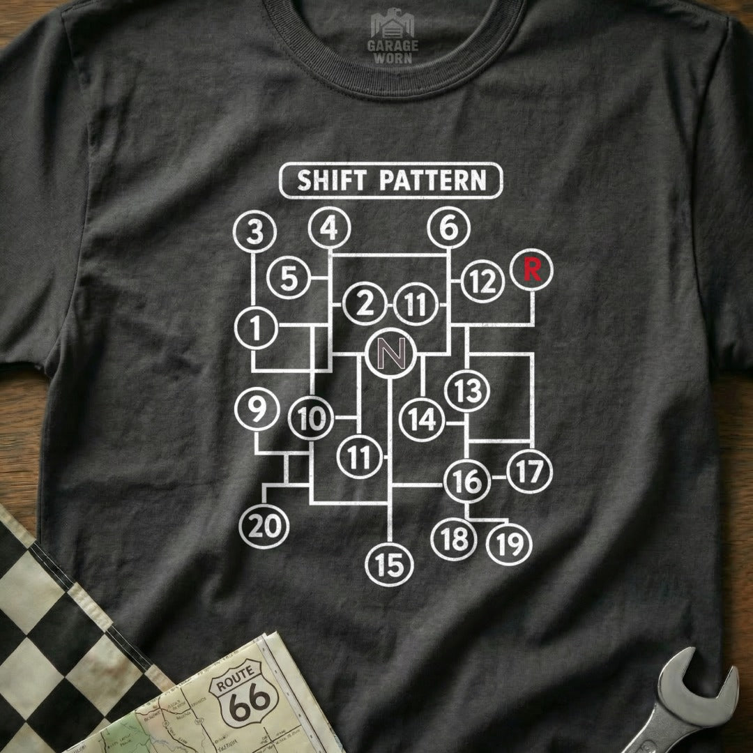 Shift Pattern Design T-Shirt for Car Enthusiasts