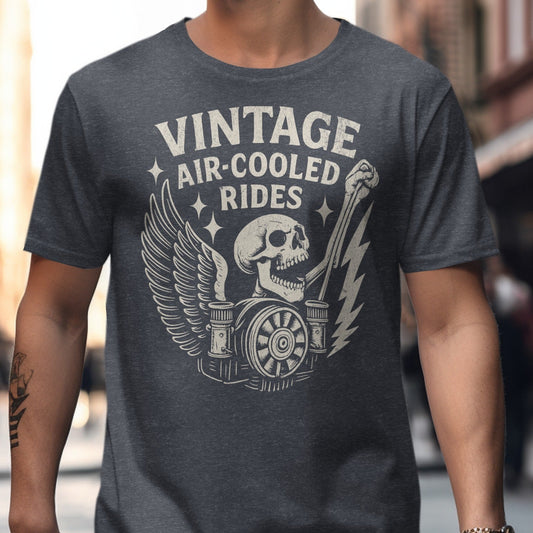 Vintage Air-Cooled Rides Skull Wing T-shirt product