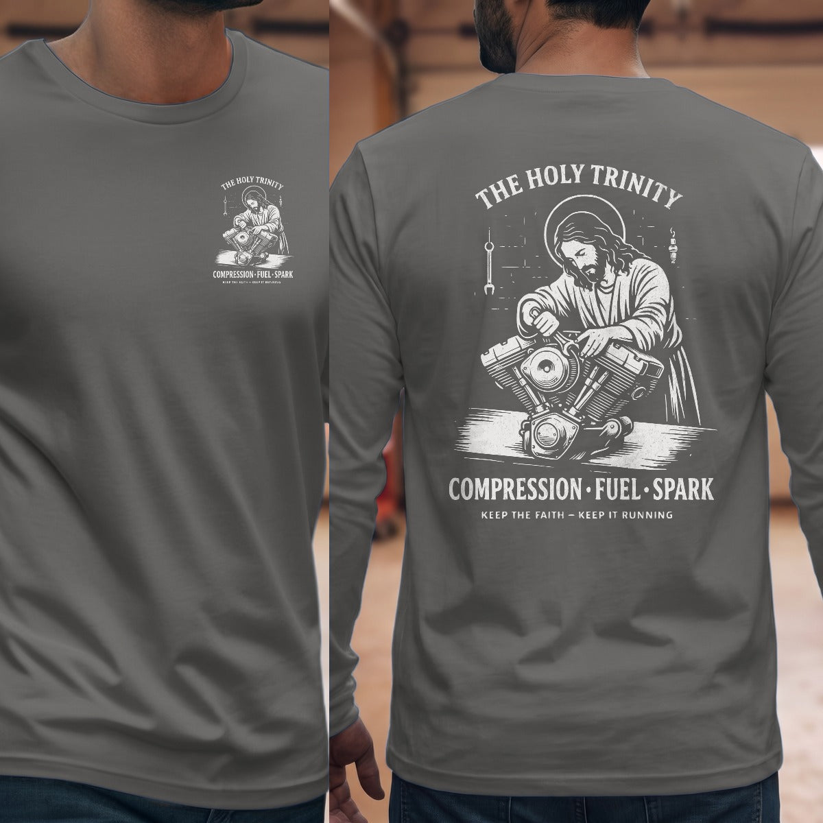 Graphite Heather | Left Chest + Back