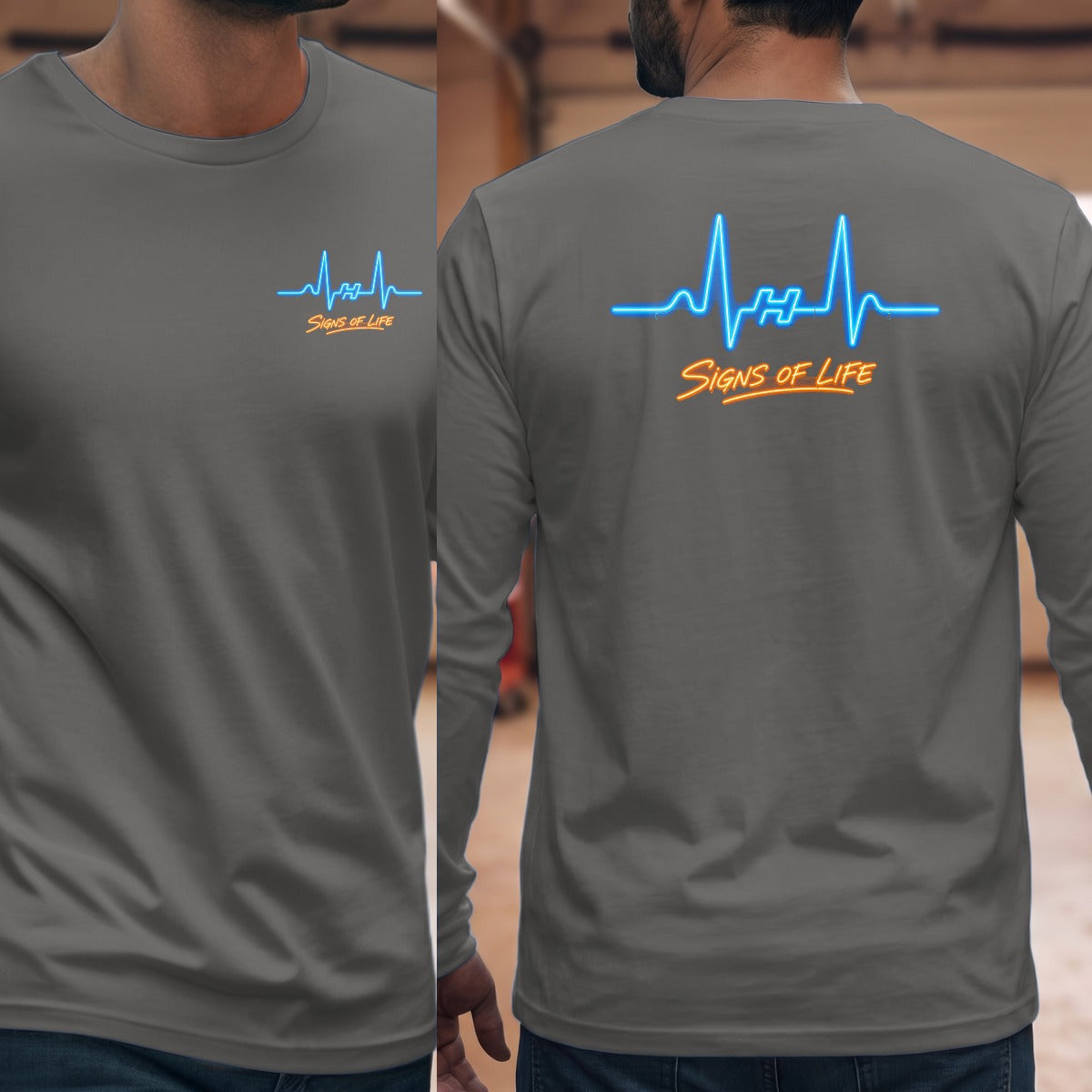 Graphite Heather | Left Chest + Back