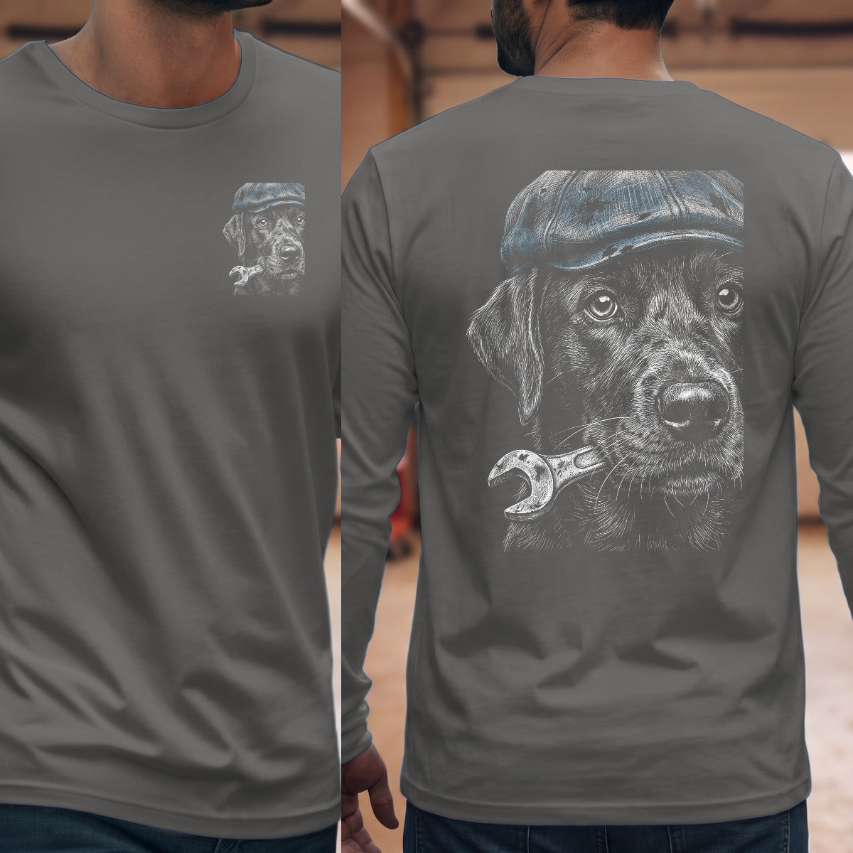 Graphite Heather | Left Chest + Back