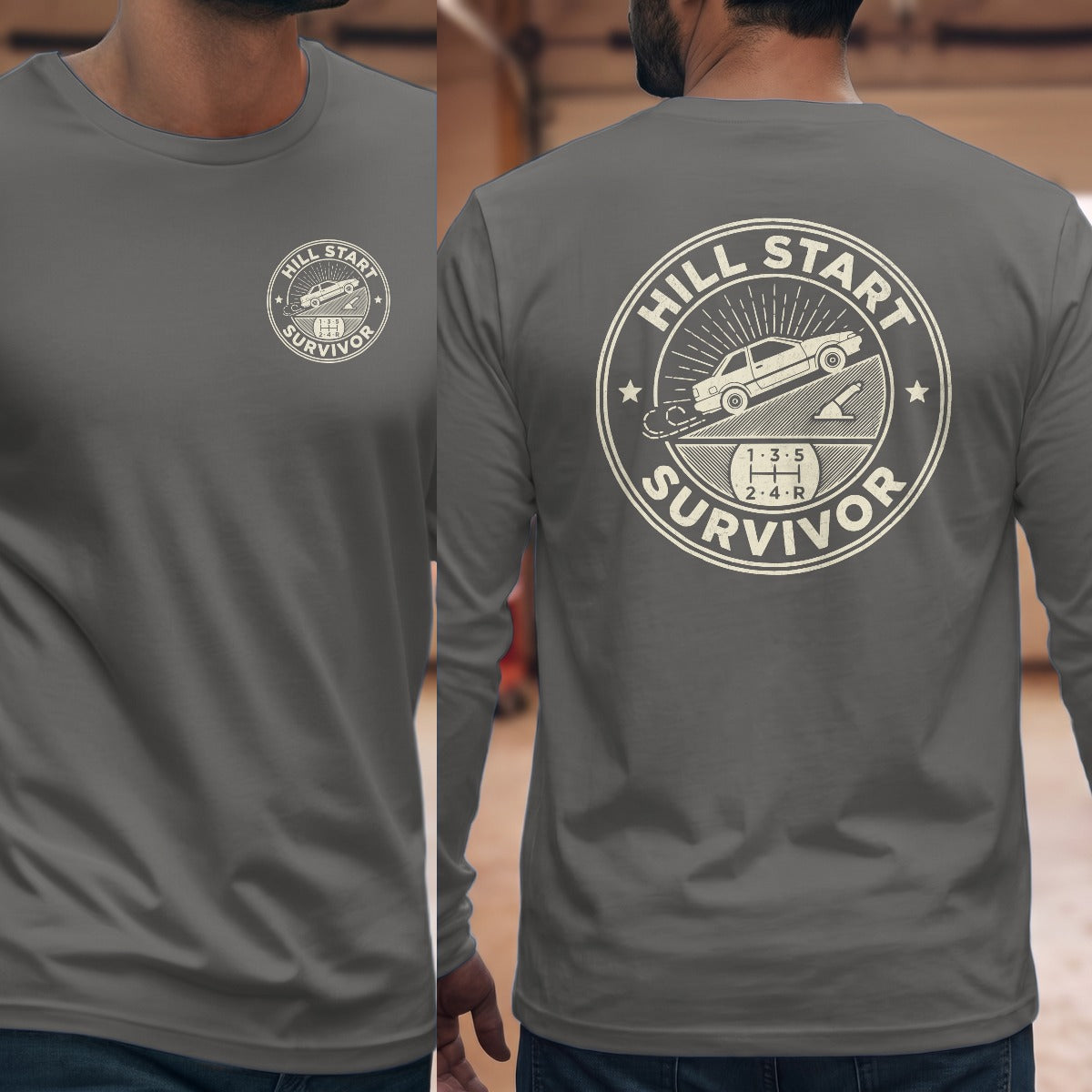 Graphite Heather | Left Chest + Back