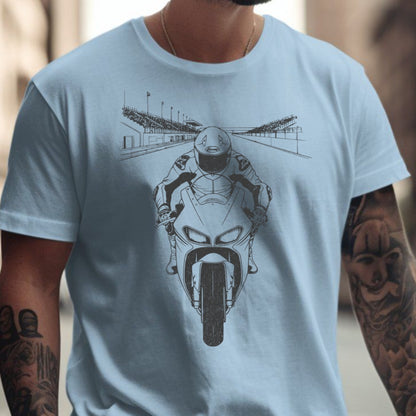 Motorcycle Racer Design on Light Blue Tee product